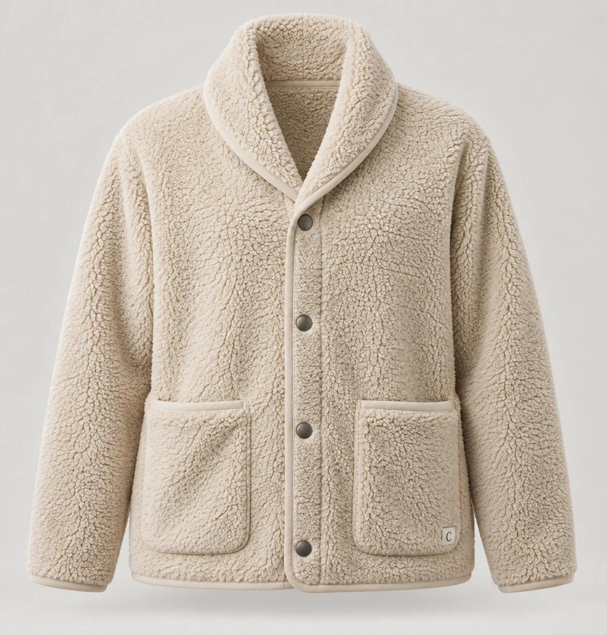 Basecamp Shawl Fleece in Oat, front view
